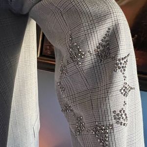 Zadig & Voltaire Deluxe Jacket blue plaid pattern with star studded elbows!